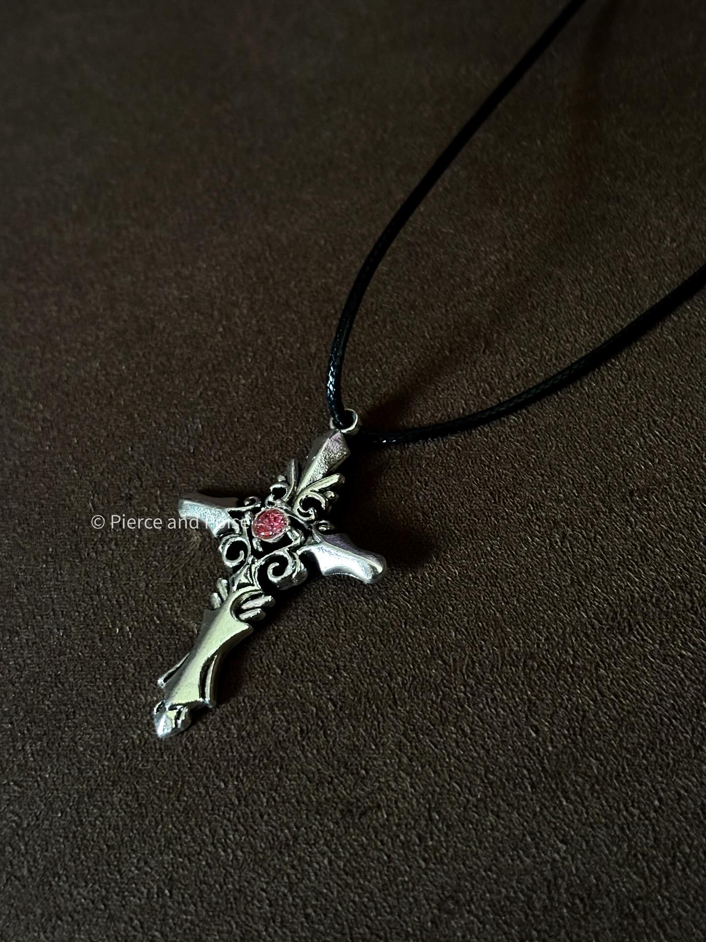 Lumora pink cross necklace