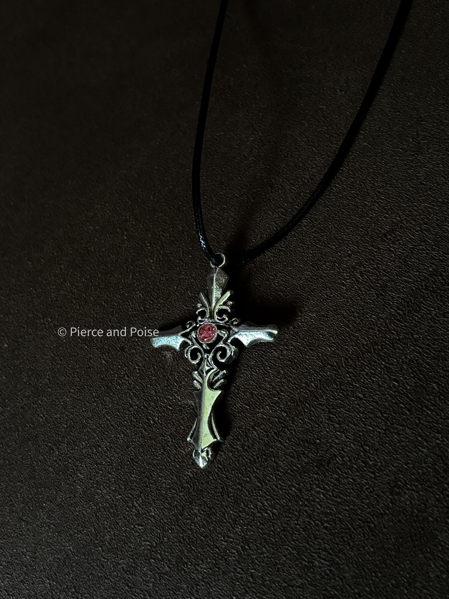 Lumora pink cross necklace