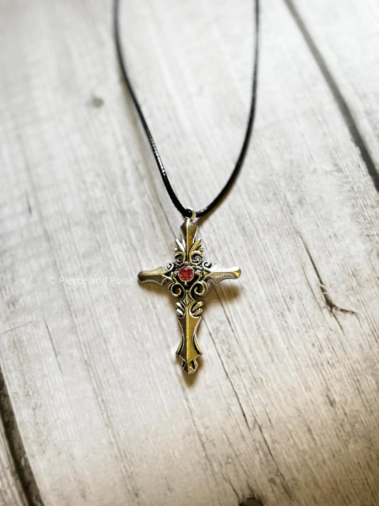 Lumora pink cross necklace